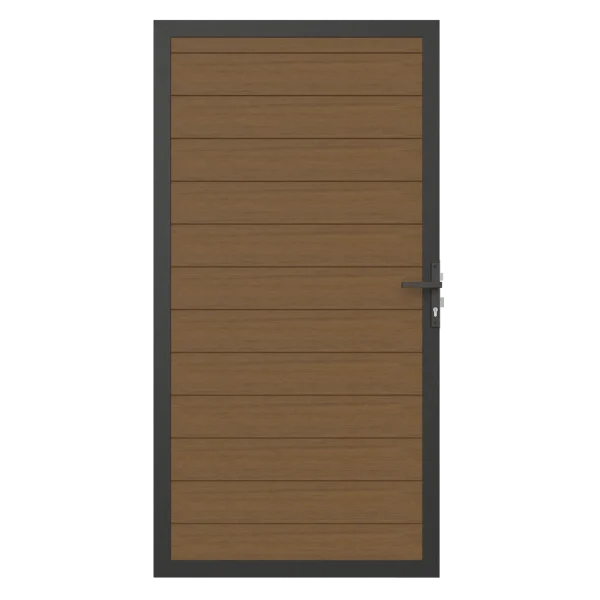 Deur NewTechWood Composiet | Aluminium frame | Horizontaal | Teak | 100 x 195 cm