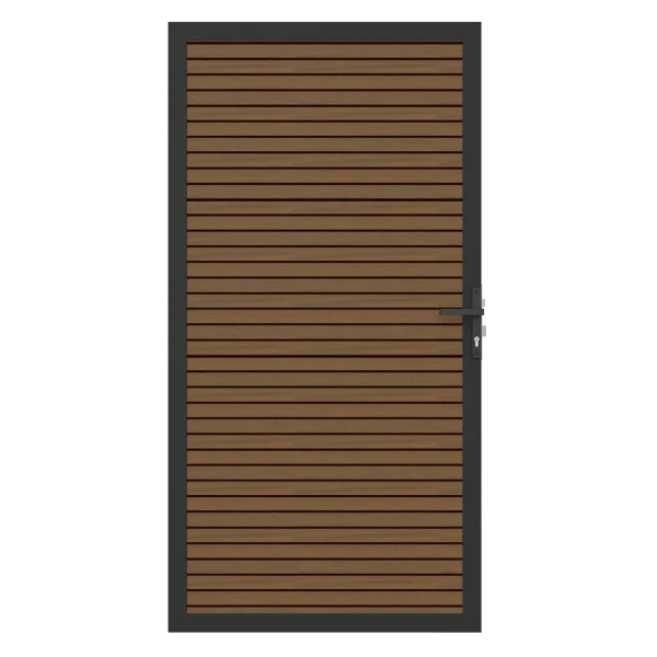 Deur NewTechWood Composiet | Aluminium frame | Horizontaal Triple | Teak/Black | 100 x 195 cm