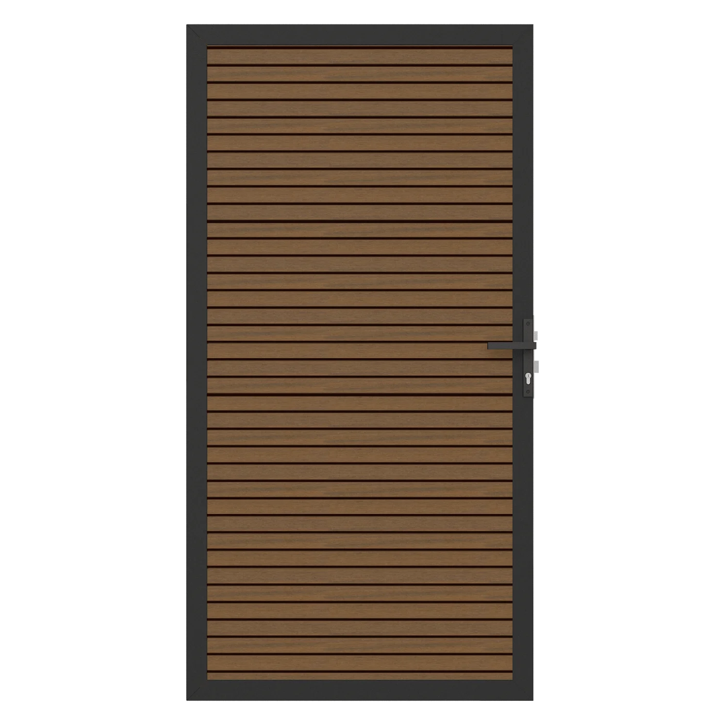 Deur NewTechWood Composiet | Aluminium frame | Horizontaal Triple | Teak/Black | 100 x 195 cm