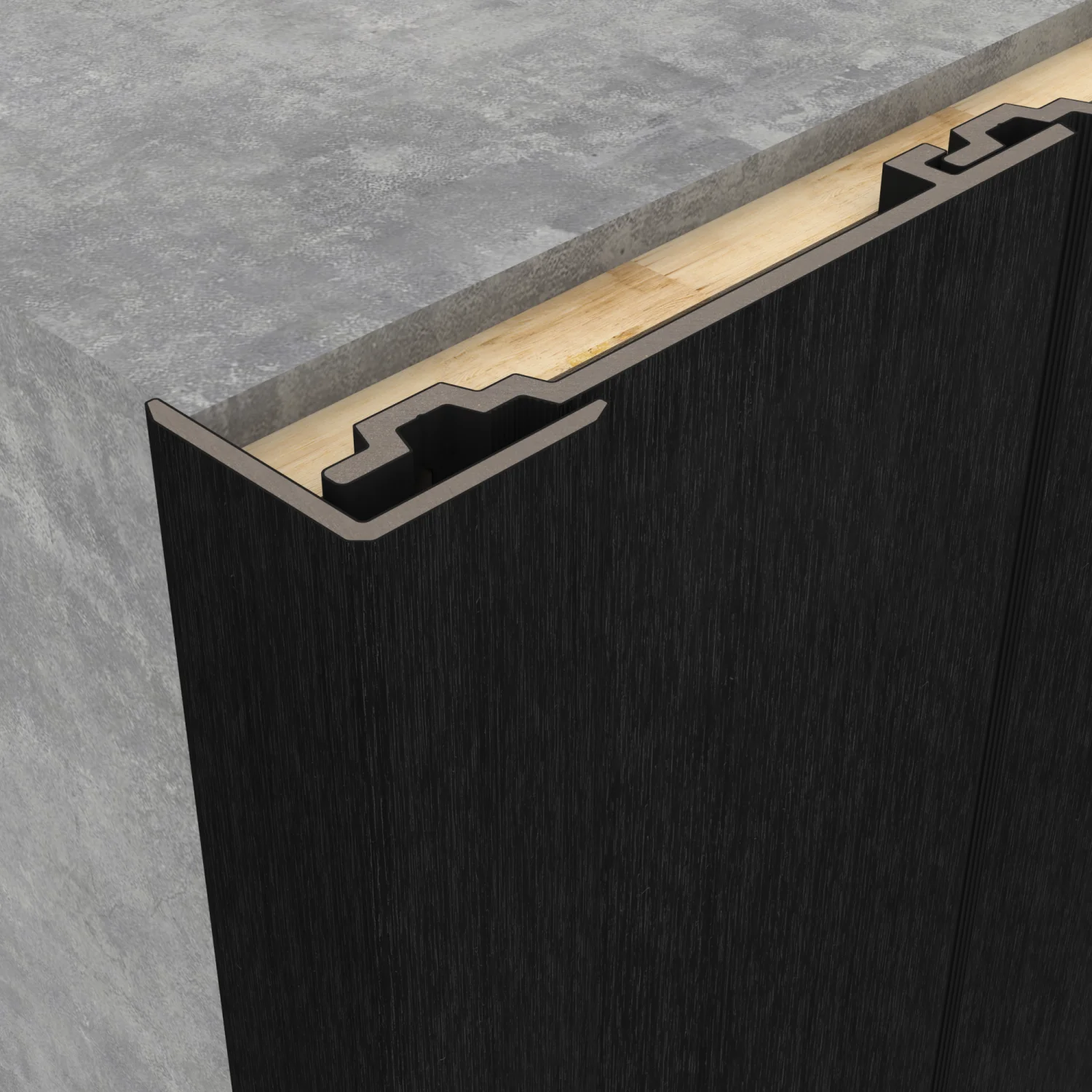 Hoekprofiel NewTechWood Composiet t.b.v. wandbekleding vlak | Ebony Zwart - Afbeelding 3