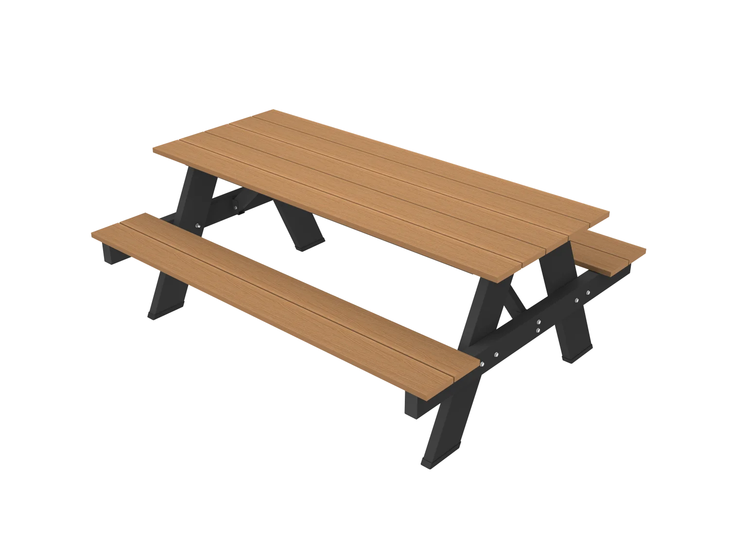 Picknicktafel NewTechWood met zwart onderstel | bladmaat 180 x 70 cm | Teak
