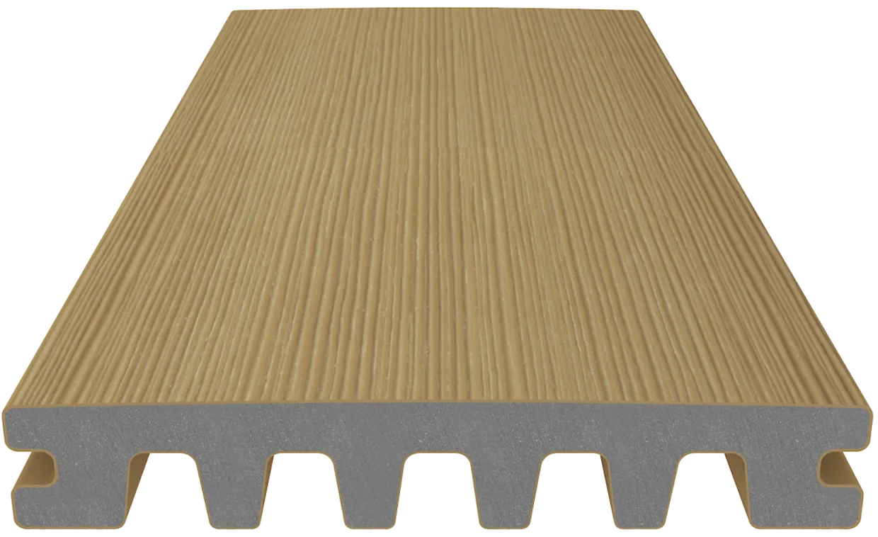 Vlonderplank smal-Enkelzijdig-NewTechWood-Red-Cedar-product-bovenkant 1-2