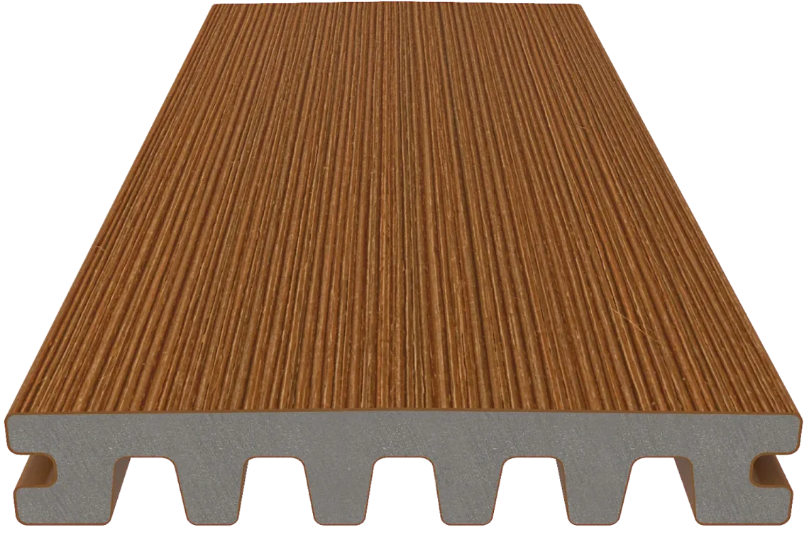 Vlonderplank smal-Enkelzijdig-NewTechWood-Teak-product-bovenkant 1